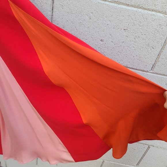 Carolina Herrera | Lacquer Red Multi Godet Sleeveless Midi Dress Size 8 - Picture 9 of 16